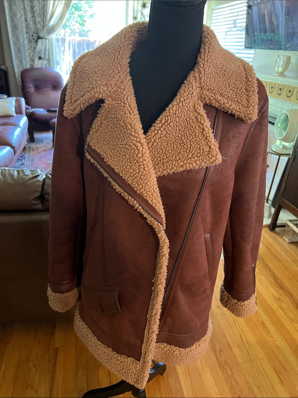 Express Faux Suede & Shearling Aviator